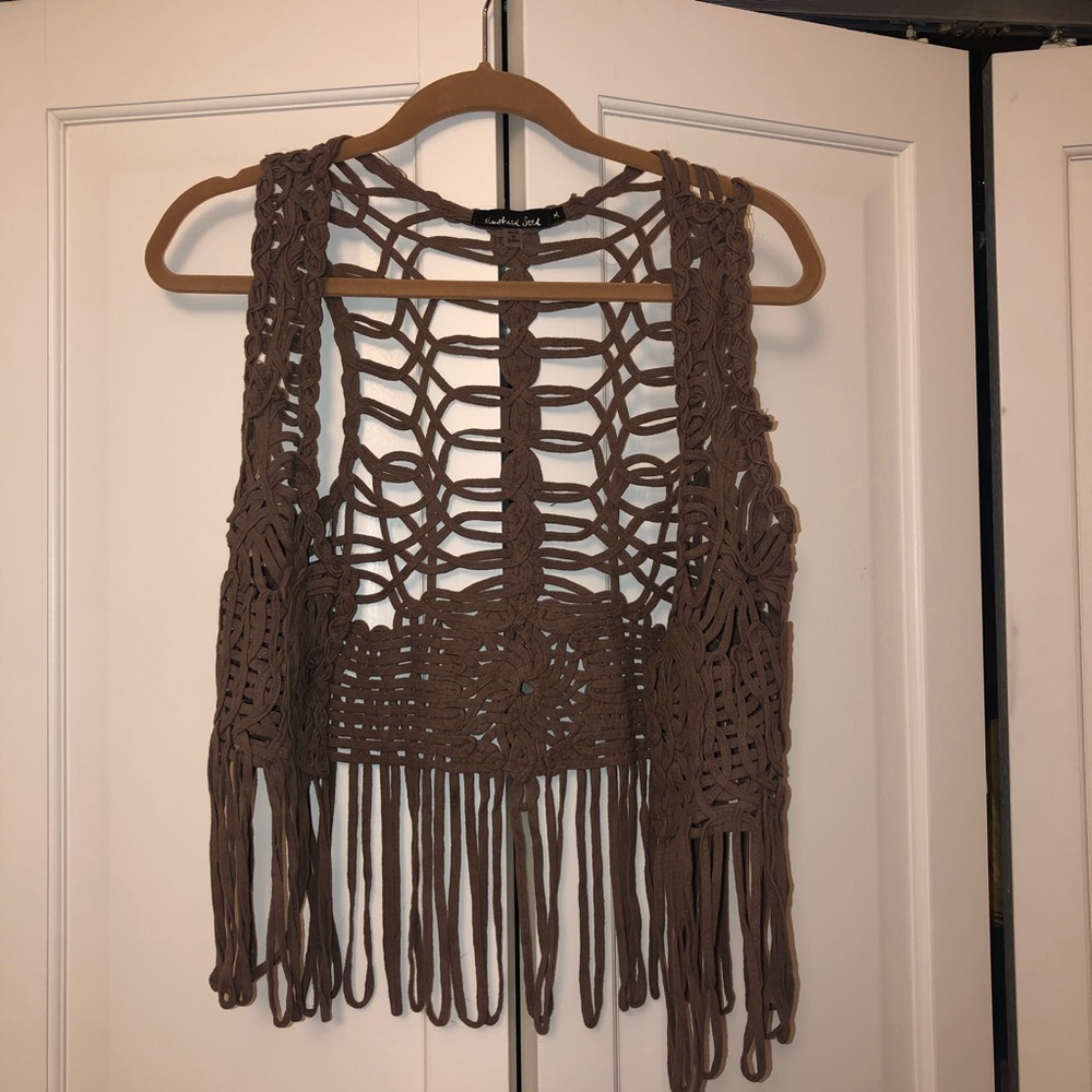 Brown crochet vest